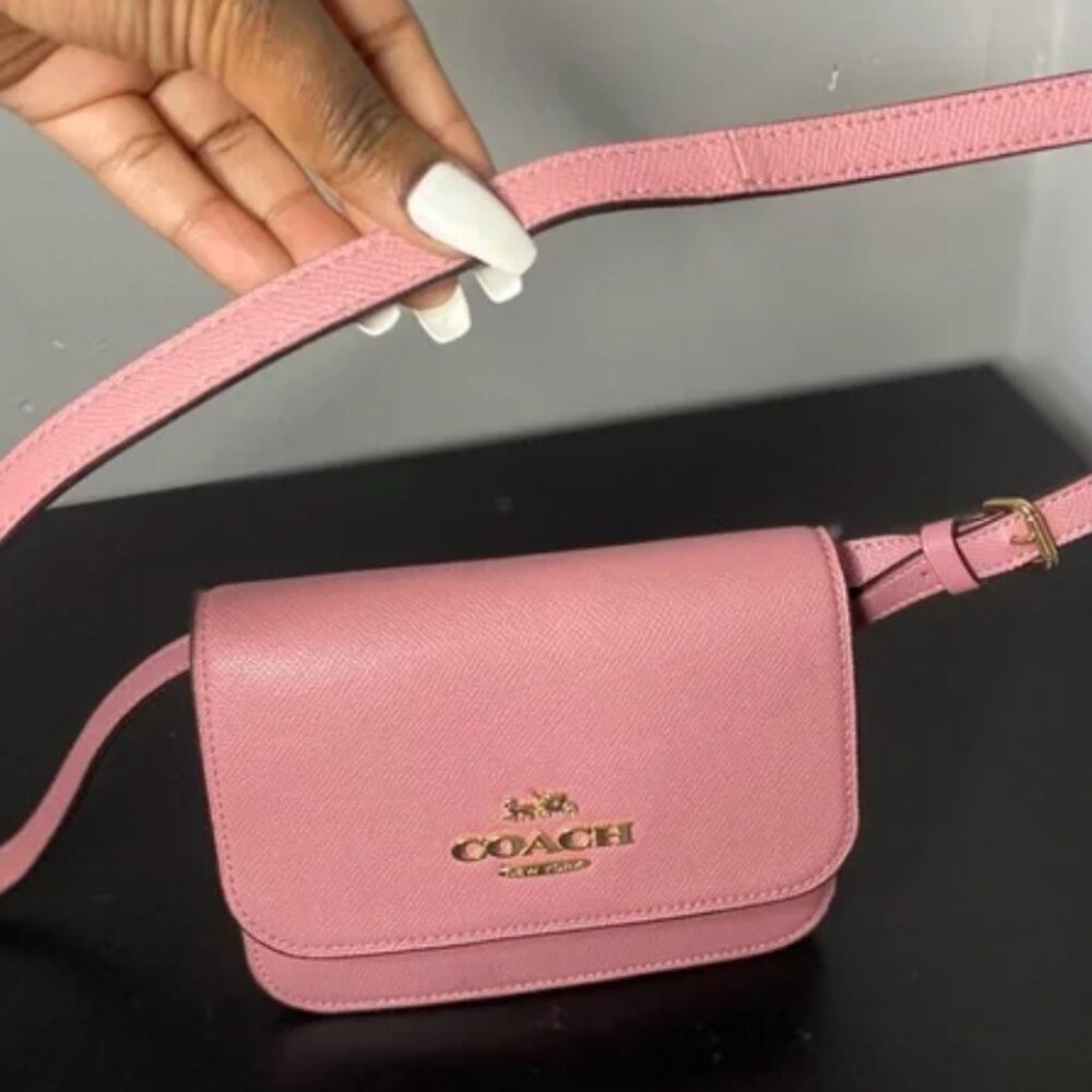 Coach Mauve Leather Bag with Gold Accents